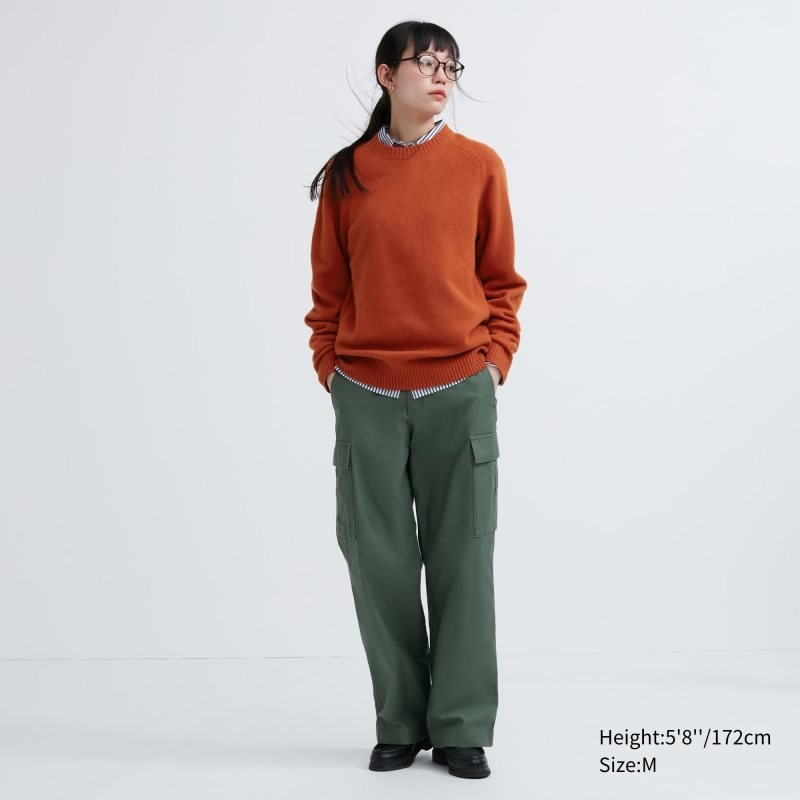 Men Uniqlo Premium Lambswool Crew Neck Long Sleeve Sweaters Orange | 69383