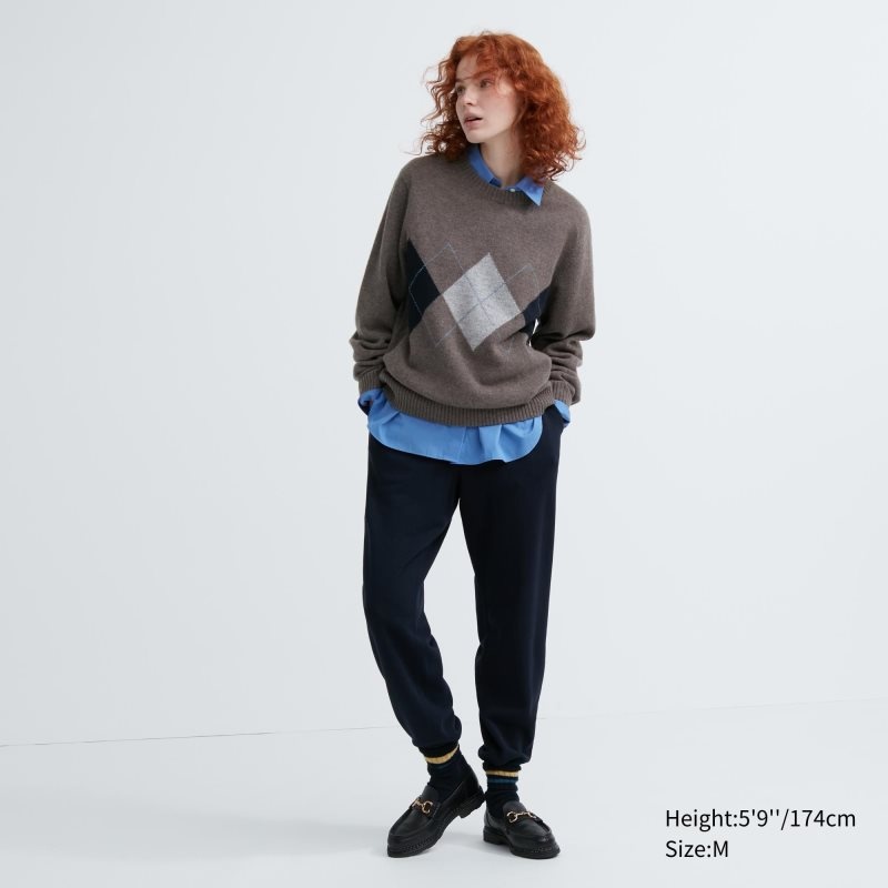 Men Uniqlo Premium Lambswool Crew Neck Long-sleeve Sweaters Brown | 2968701