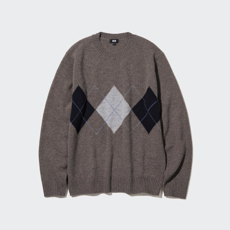 Men Uniqlo Premium Lambswool Crew Neck Long-sleeve Sweaters Brown | 2968701