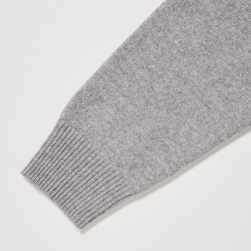 Men Uniqlo Premium Lambswool V-neck Long-sleeve Cardigan Grey | 2864842