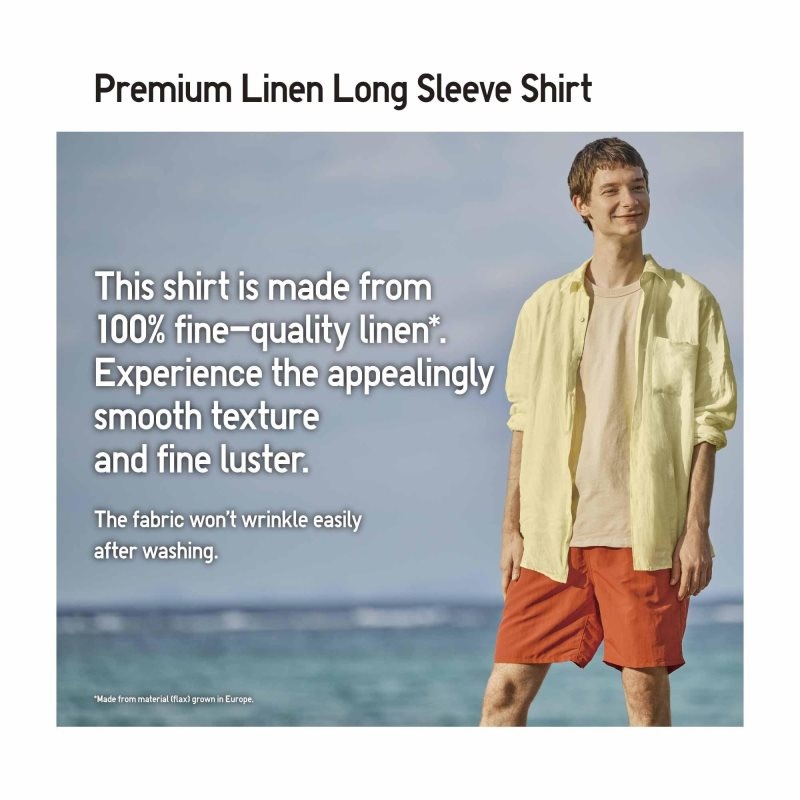 Men Uniqlo Premium Linen Long-sleeve Shirts Olive | 6894578