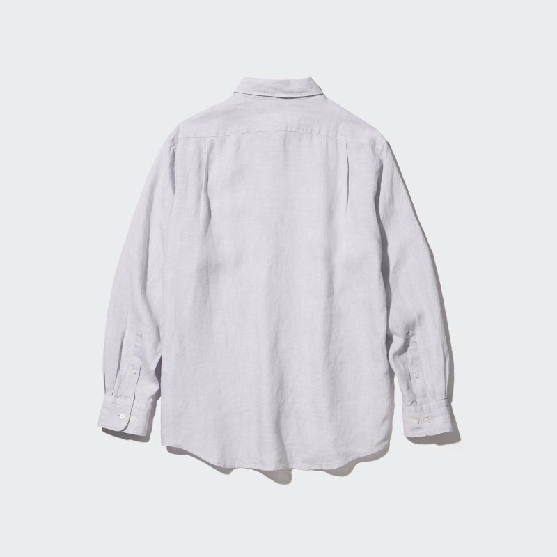 Men Uniqlo Premium Linen Long-sleeve Shirts Grey | 253412