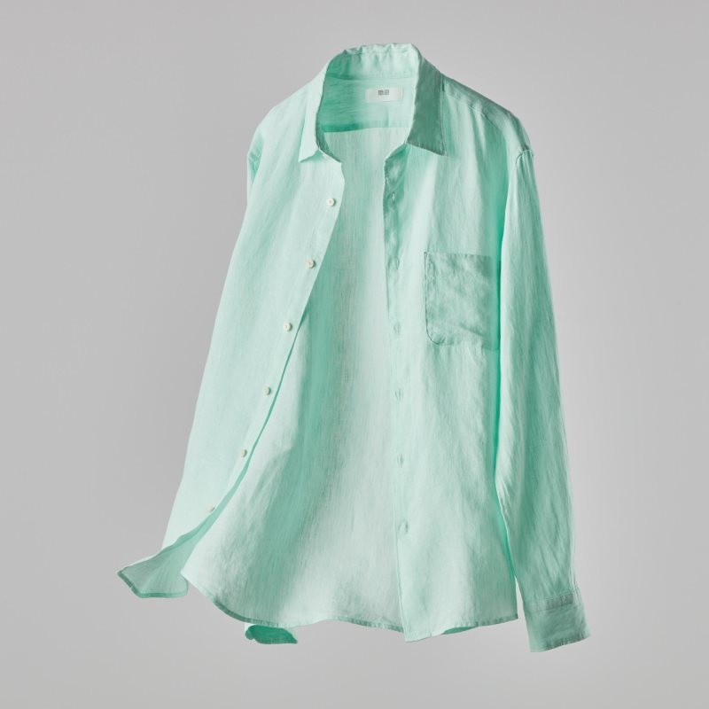 Men Uniqlo Premium Linen Long-sleeve Shirts Beige | 9170954