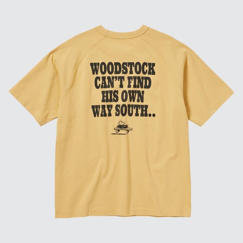 Men Uniqlo Retro Peanuts Ut Oversized Short-sleeve Graphic T Shirts Yellow | 6425689