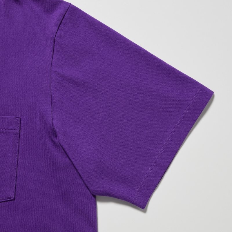 Men Uniqlo Rf Short-sleeve Graphic T Shirts Purple | 3402046