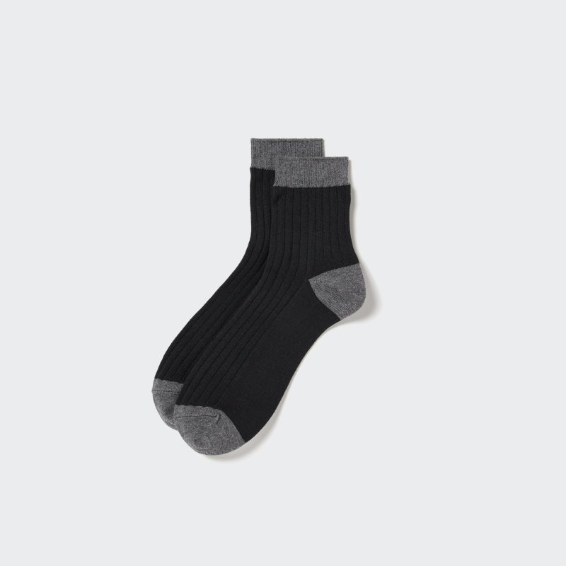 Men Uniqlo Ribbed Half Socks Black | 7239813