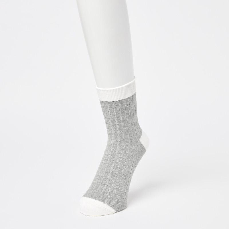 Men Uniqlo Ribbed Half Socks Grey | 978682