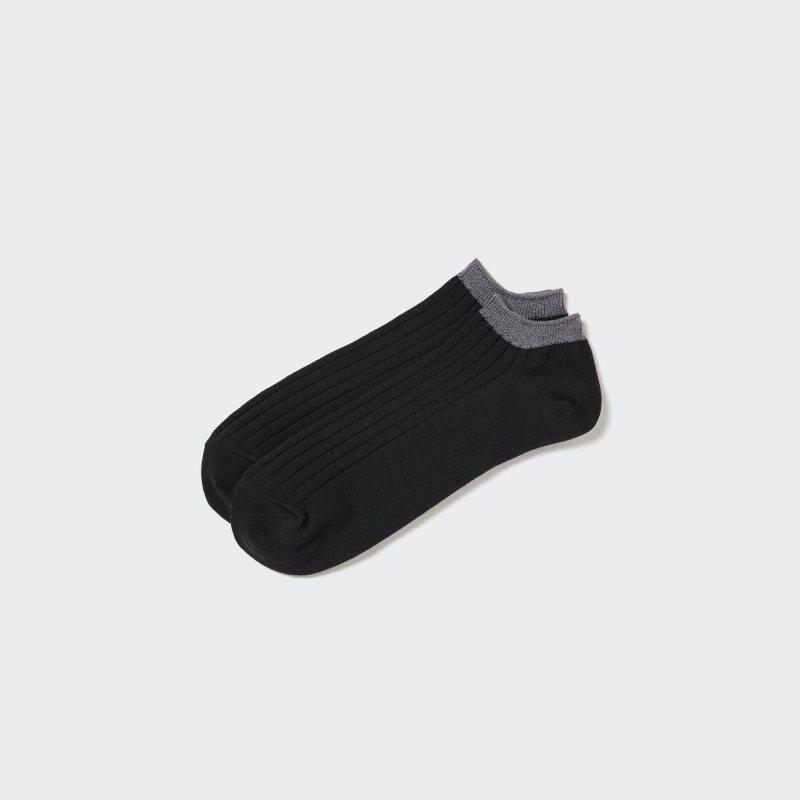 Men Uniqlo Ribbed Short Socks Black | 2852892