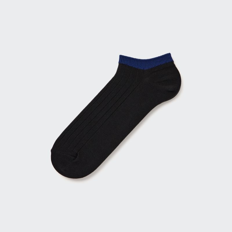 Men Uniqlo Ribbed Short Socks Black | 3096063