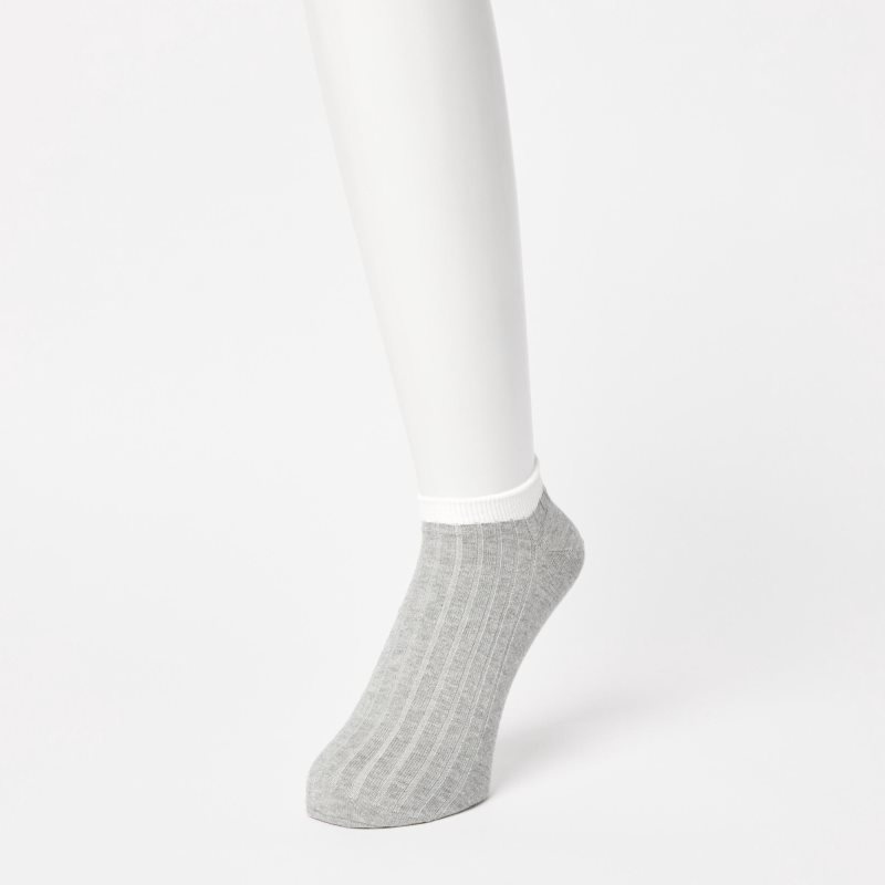 Men Uniqlo Ribbed Short Socks Grey | 7213555