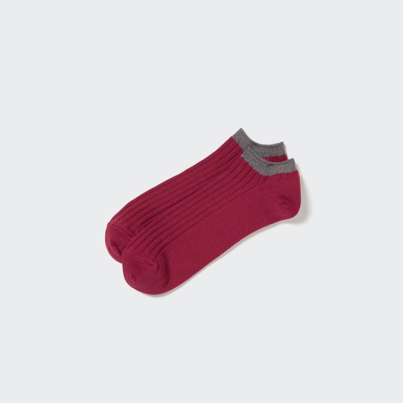 Men Uniqlo Ribbed Short Socks Red | 6243557