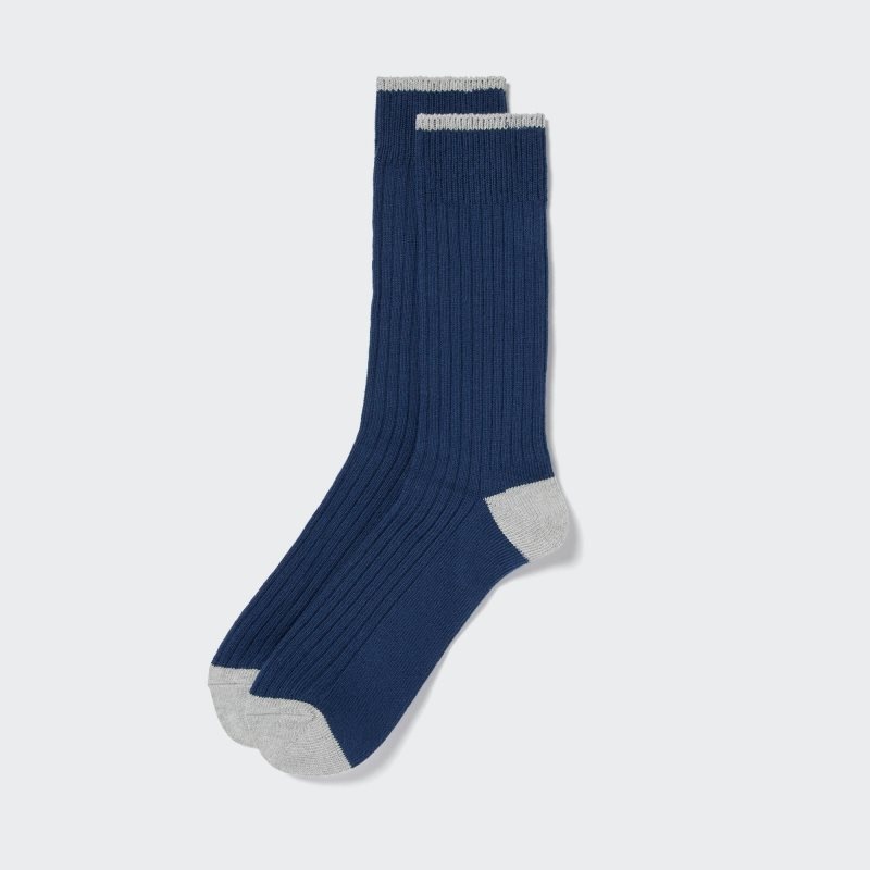Men Uniqlo Ribbed Socks Blue | 8690815