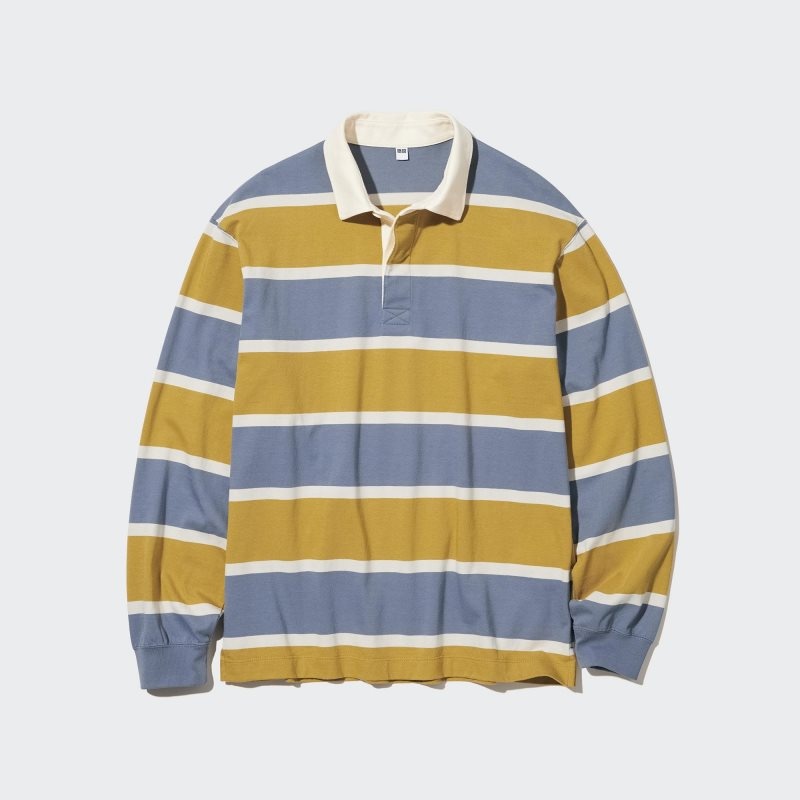 Men Uniqlo Rugger Long-sleeve Polo Shirts Yellow | 9566278