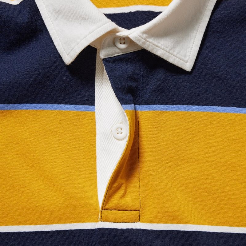 Men Uniqlo Rugger Striped Short Sleeve Polo Shirts Yellow | 3493818