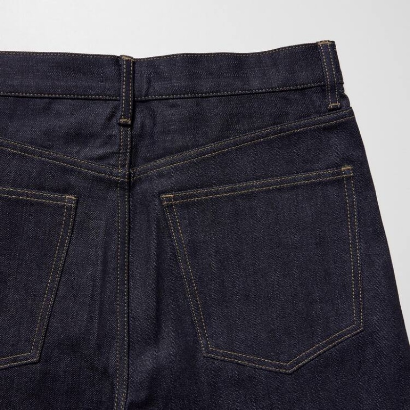 Men Uniqlo Selvedge Regular Fit Jeans Navy | 9298098