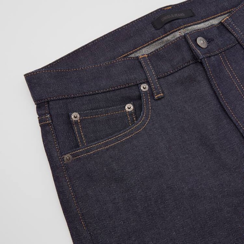 Men Uniqlo Selvedge Stretch Slim Fit Jeans Navy | 2224360