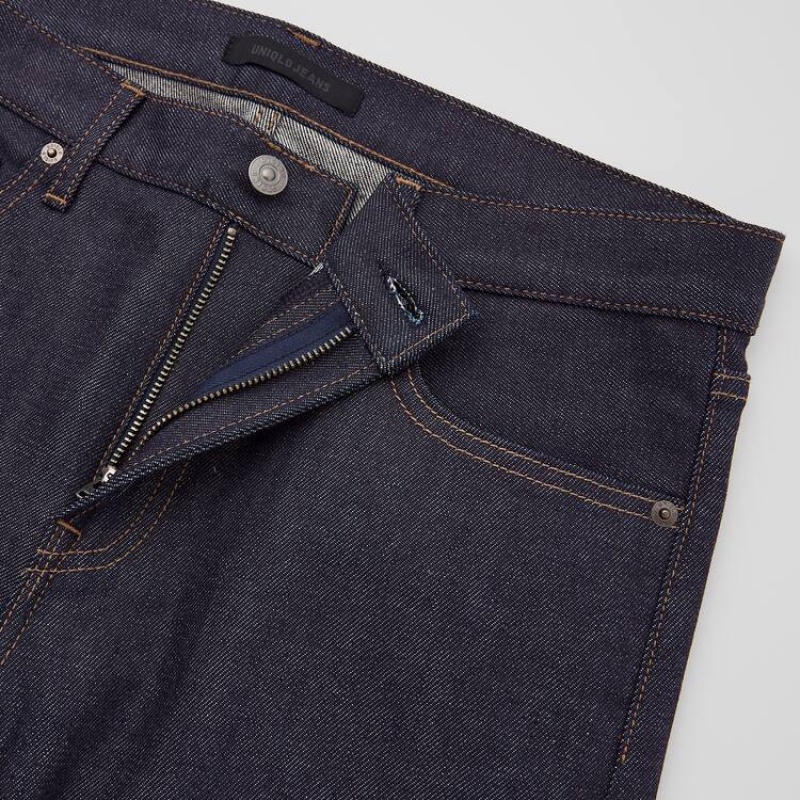 Men Uniqlo Selvedge Stretch Slim Fit Jeans Navy | 2224360
