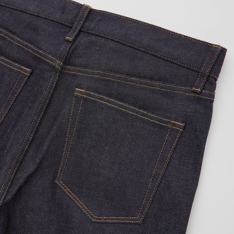 Men Uniqlo Selvedge Stretch Slim Fit Jeans Navy | 2224360