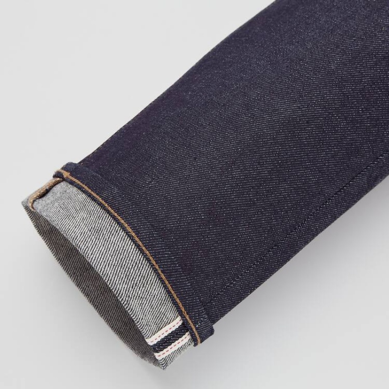 Men Uniqlo Selvedge Stretch Slim Fit Jeans Navy | 2224360