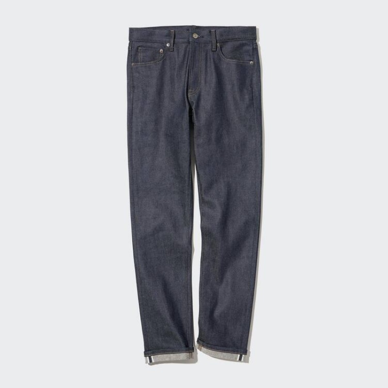 Men Uniqlo Selvedge Stretch Slim Fit Jeans Navy | 8860176