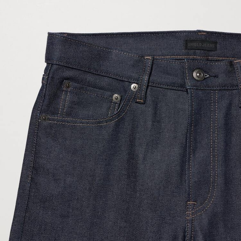 Men Uniqlo Selvedge Stretch Slim Fit Jeans Navy | 8860176