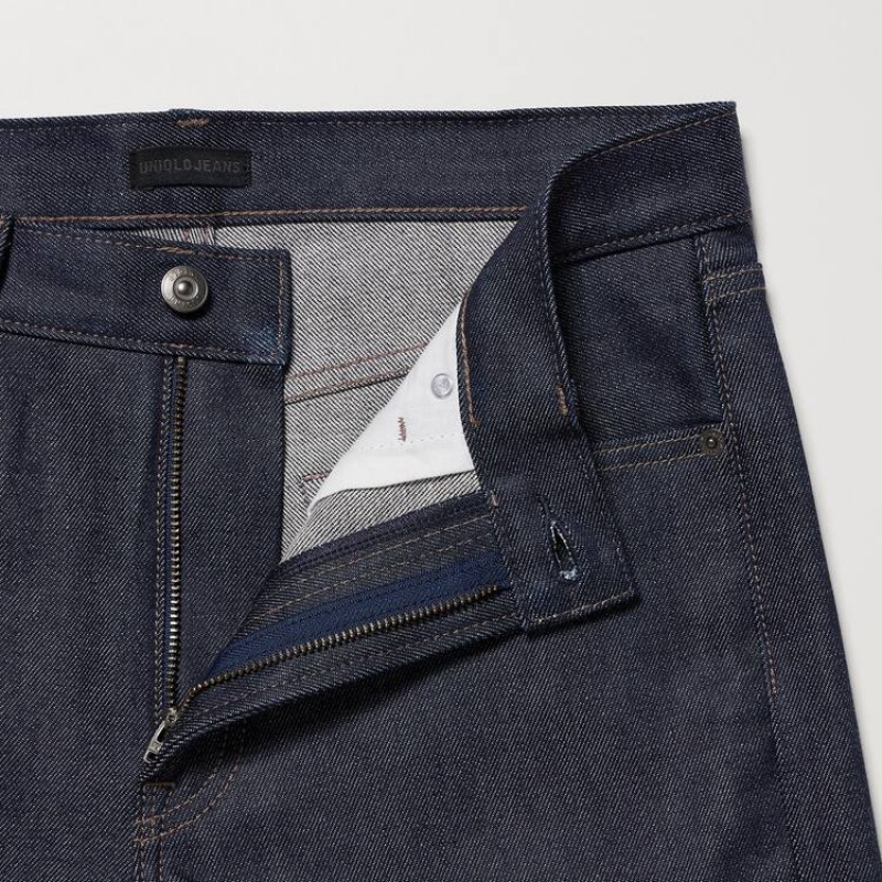 Men Uniqlo Selvedge Stretch Slim Fit Jeans Navy | 8860176