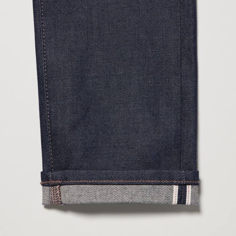 Men Uniqlo Selvedge Stretch Slim Fit Jeans Navy | 8860176