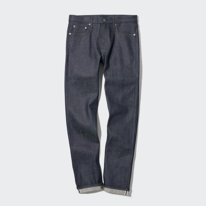 Men Uniqlo Selvedge Stretch Slim Fit Jeans Navy | 9666074