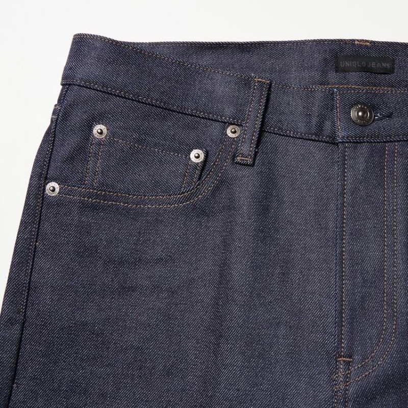 Men Uniqlo Selvedge Stretch Slim Fit Jeans Navy | 9666074