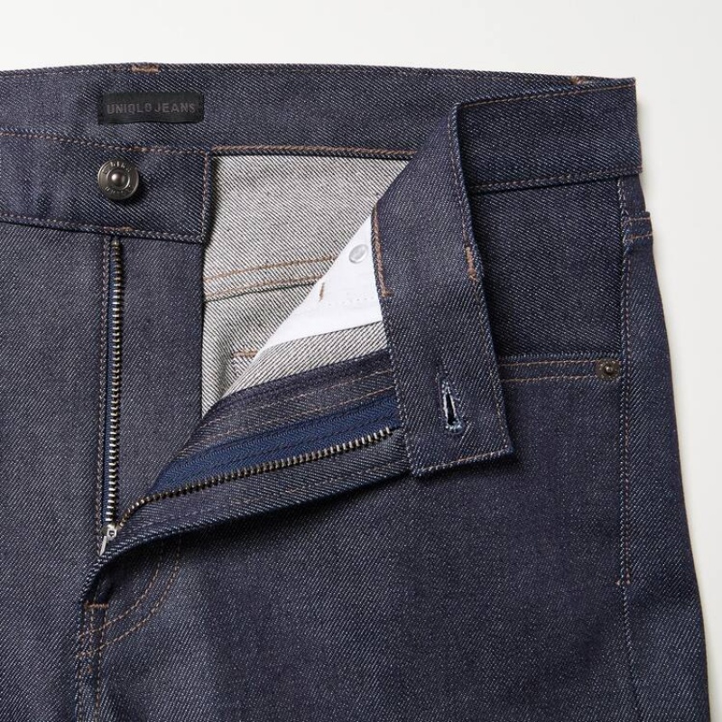 Men Uniqlo Selvedge Stretch Slim Fit Jeans Navy | 9666074