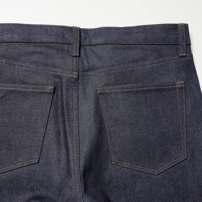 Men Uniqlo Selvedge Stretch Slim Fit Jeans Navy | 9666074