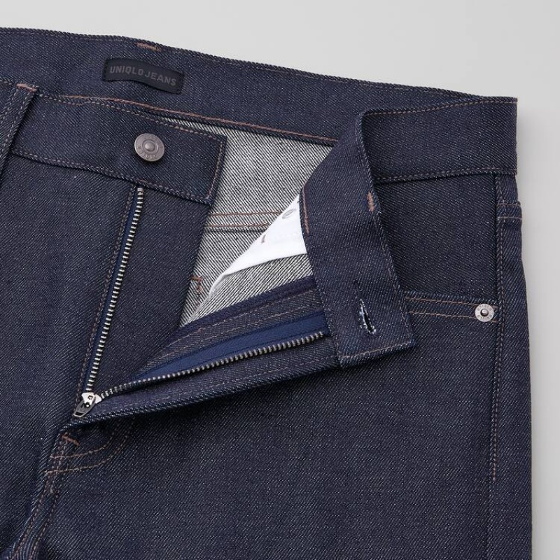 Men Uniqlo Selvedge Stretch Slim Fit Jeans Navy | 9129188