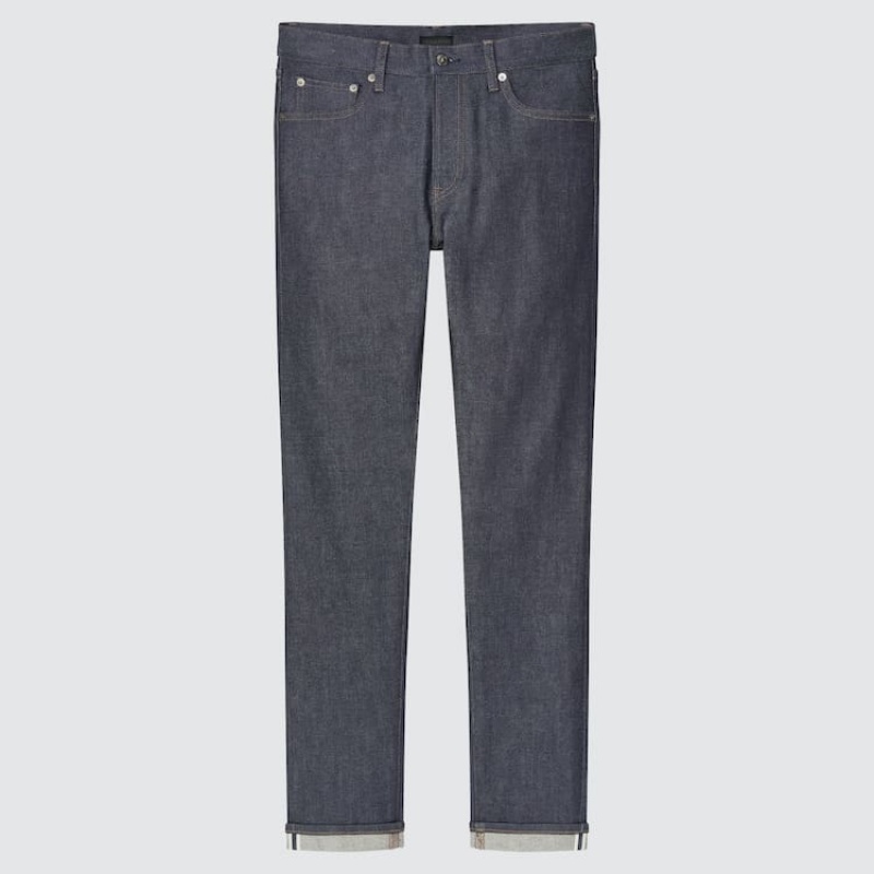 Men Uniqlo Selvedge Stretch Slim Fit Jeans Navy | 9129188
