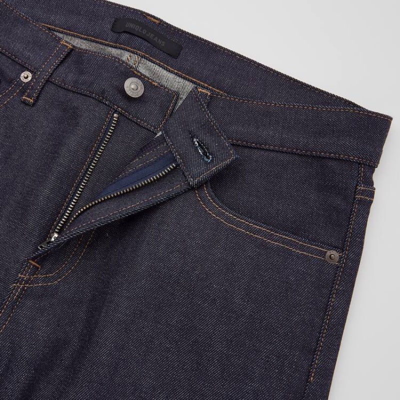 Men Uniqlo Selvedge Stretch Slim Fit Jeans Navy | 5956506
