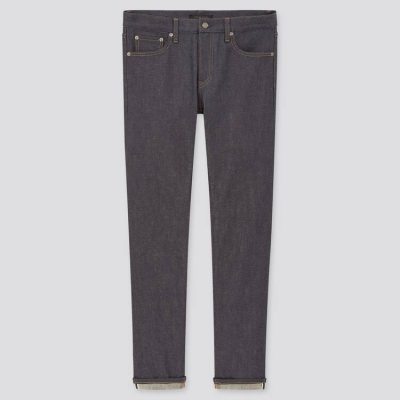 Men Uniqlo Selvedge Stretch Slim Fit Jeans Navy | 5956506