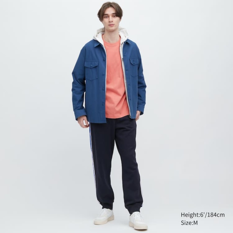 Men Uniqlo Side Striped Jogger Pants Navy | 6813152