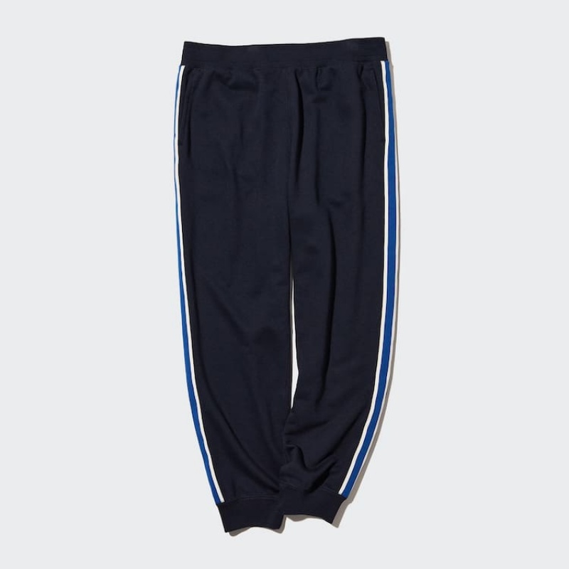 Men Uniqlo Side Striped Jogger Pants Navy | 6813152
