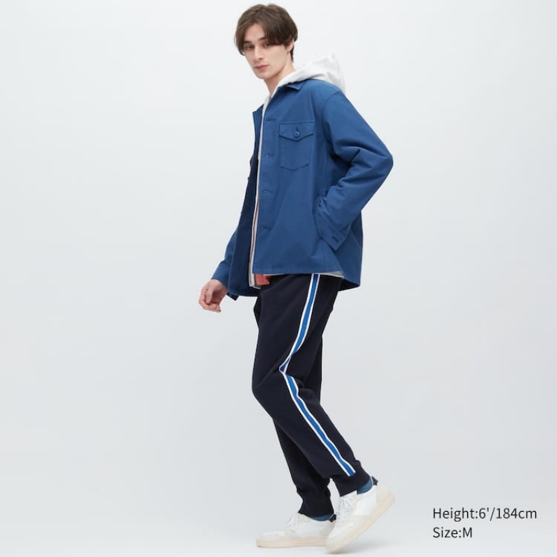 Men Uniqlo Side Striped Jogger Pants Navy | 6813152