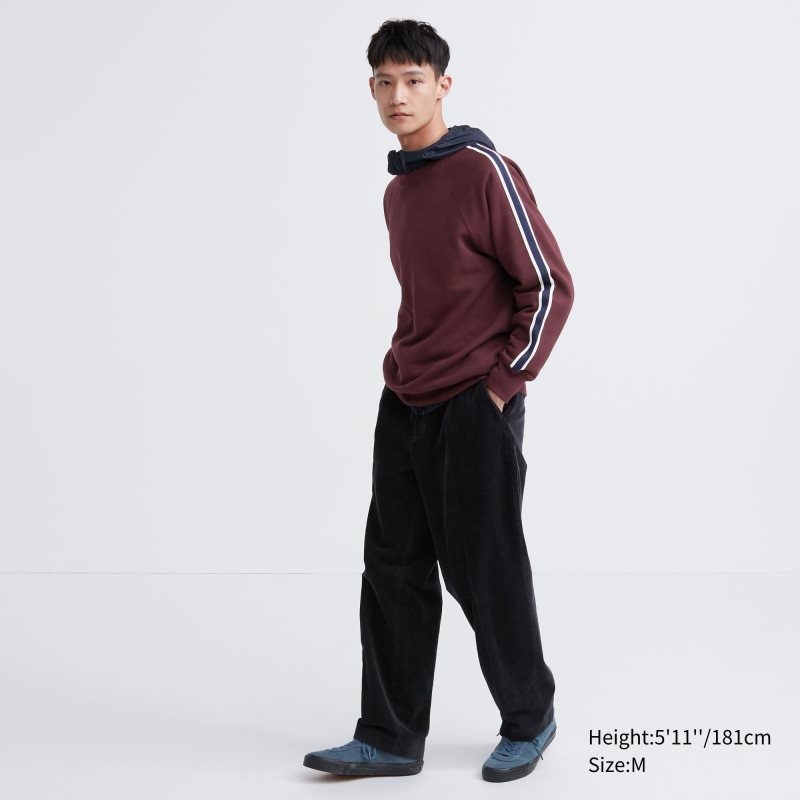 Men Uniqlo Side-stripe Sweatshirts Burgundy | 7744161