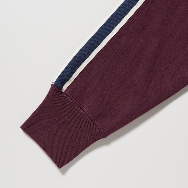 Men Uniqlo Side-stripe Sweatshirts Burgundy | 7744161