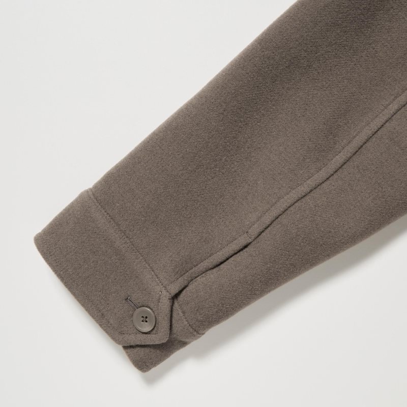Men Uniqlo Single Collar Short Jackets Brown | 6614227