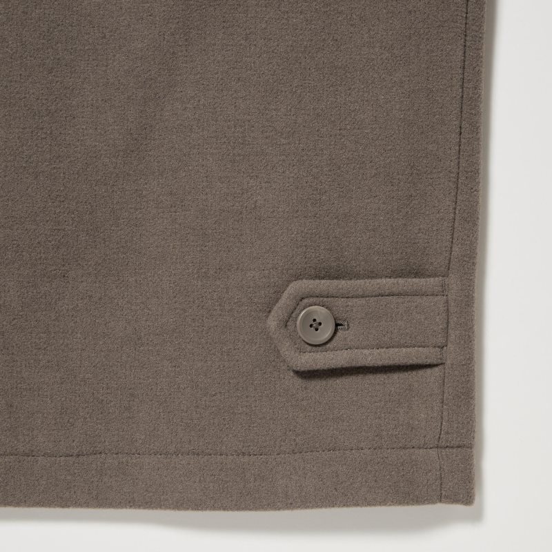 Men Uniqlo Single Collar Short Jackets Brown | 6614227