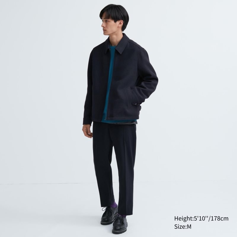 Men Uniqlo Single Collar Short Jackets Green | 7439229