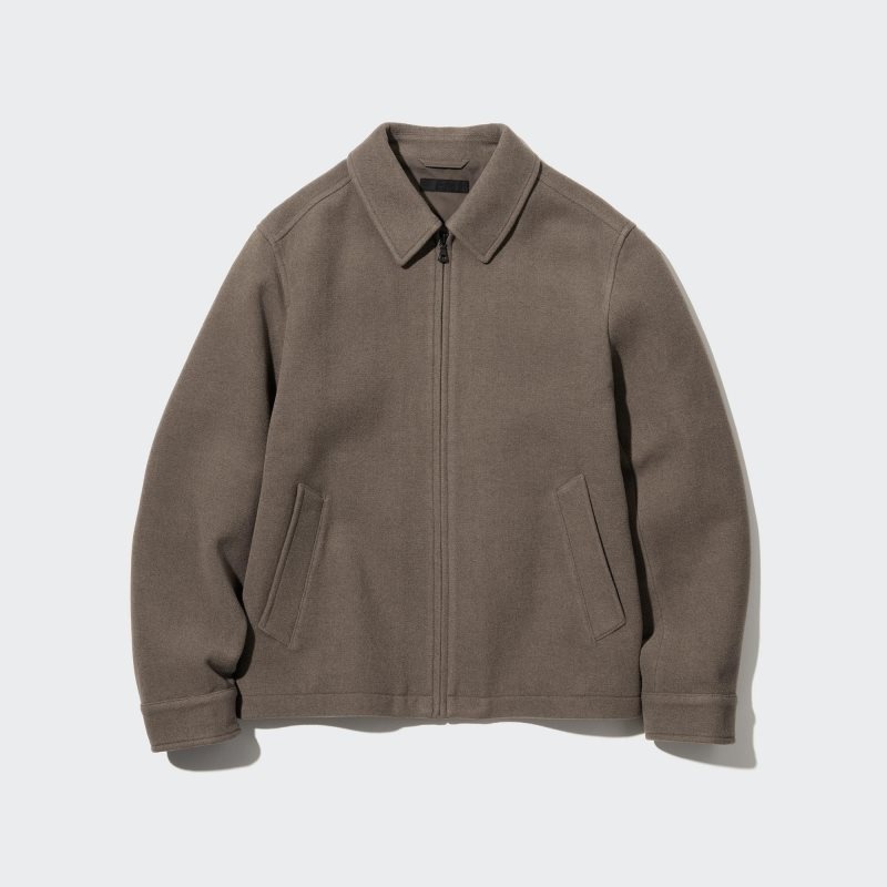 Men Uniqlo Single Collar Short Jackets Green | 7439229