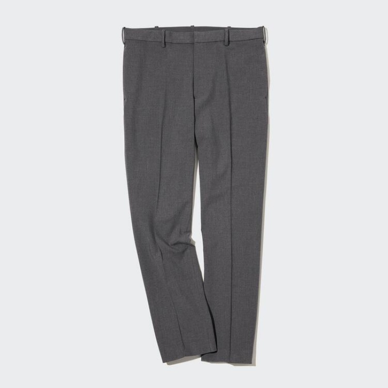 Men Uniqlo Smart Ankle Length Pants Grey | 1491467