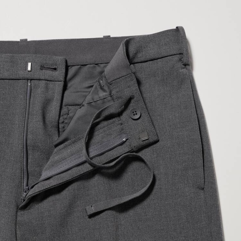Men Uniqlo Smart Ankle Length Pants Grey | 1491467