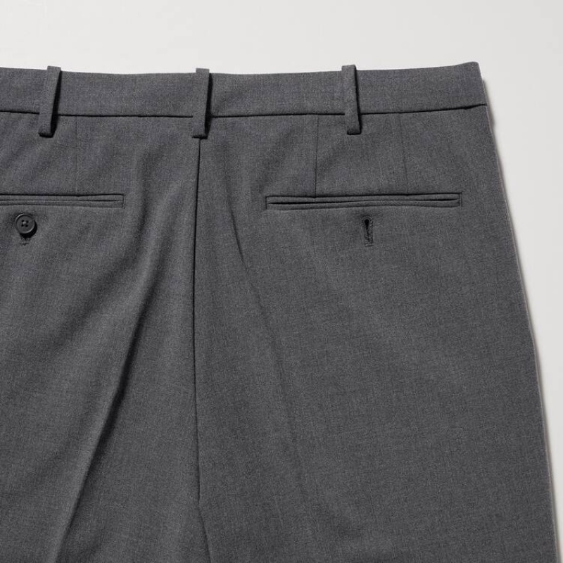 Men Uniqlo Smart Ankle Length Pants Grey | 1491467