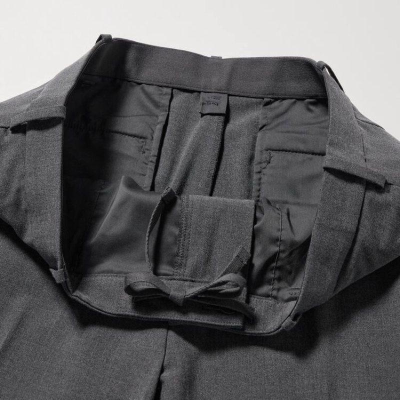 Men Uniqlo Smart Ankle Length Pants Grey | 1491467