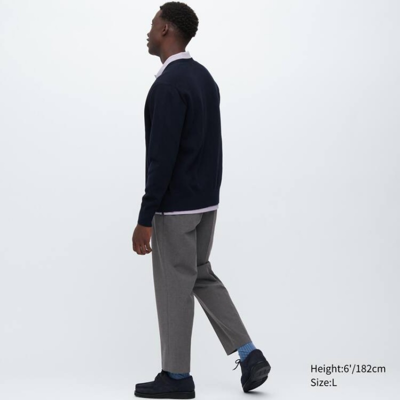 Men Uniqlo Smart Ankle Length Pants Grey | 3033732