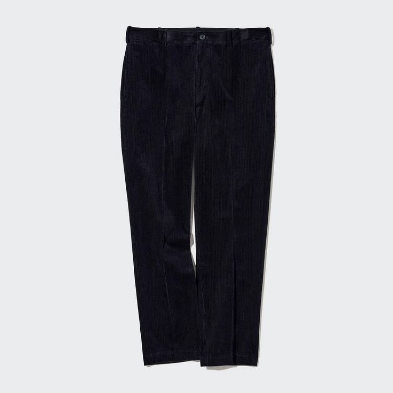 Men Uniqlo Smart Corduroy Ankle Length Pants Navy | 3967191